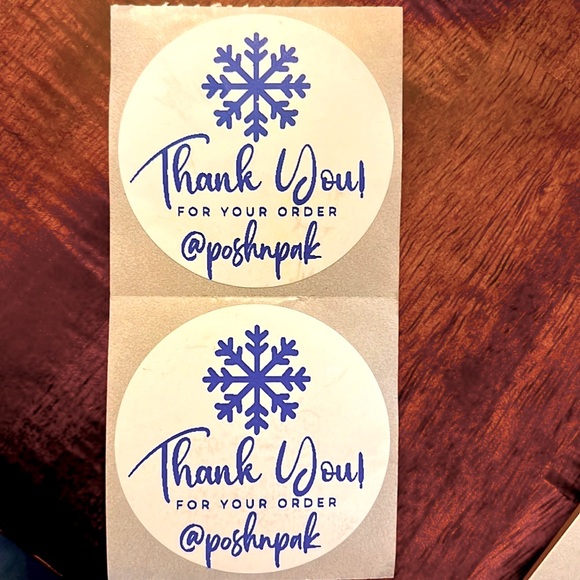 ❄️50 CUSTOM THANK YOU STICKERS with your Closet name-Snowflake - Picture 1 of 2